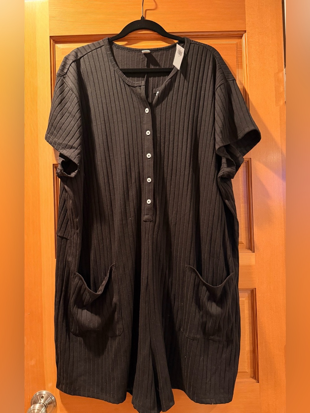 Old Navy Black Ribbed Short Sleeve Romper